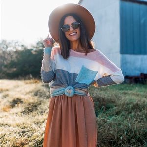 Color block knit sweater